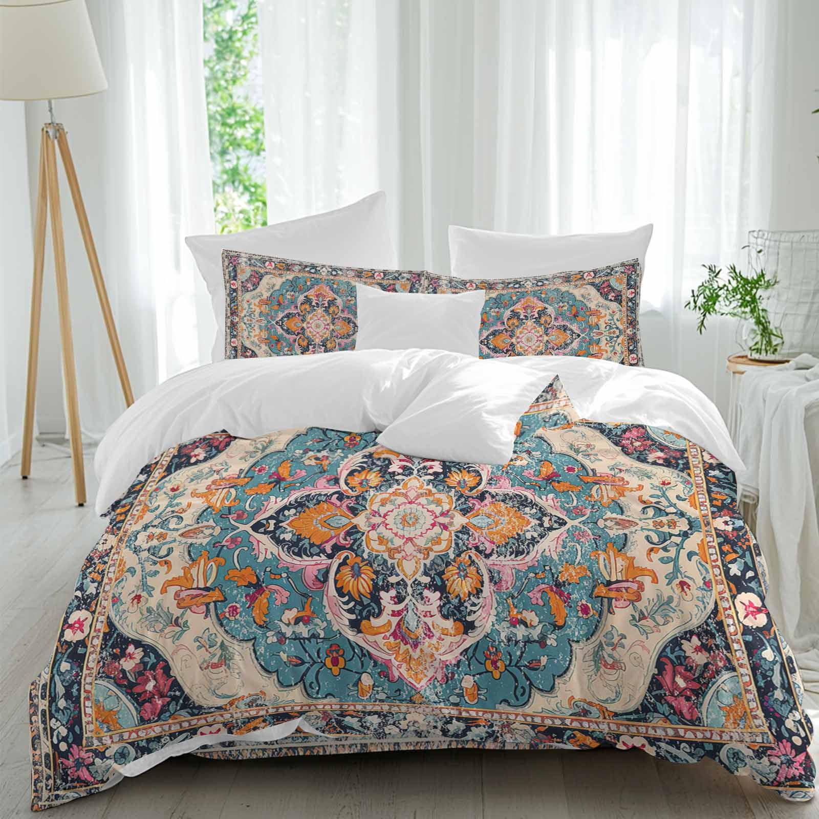 4 Piece Duvet Cover Set Twin, Vintage Ethnic Tribal Artwork Soft ...