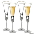 thumbnail image 1 of 4 Piece Elegant Crystal Set Wedding Champagne Glasses with Diamond Rhinestone Accents and a Polished Gold Rim - 11 in Tall with Slender Long Stems, 7 oz - Chic Toasting Set for the Bride and Groom, 1 of 7