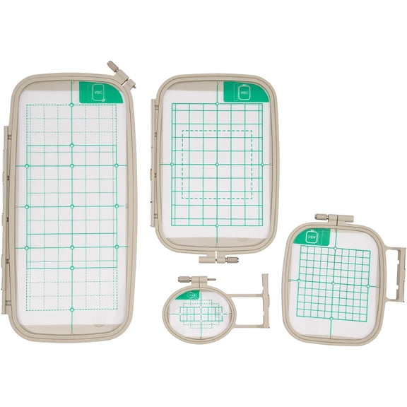 4-Piece Embroidery Hoop Set for Brother Machines Compatible with PE900 SE1900 PE770 PE800 Small to Extra-Large Sizes Plastic Snap-On Hoops with Adjustment Screws for Fabric