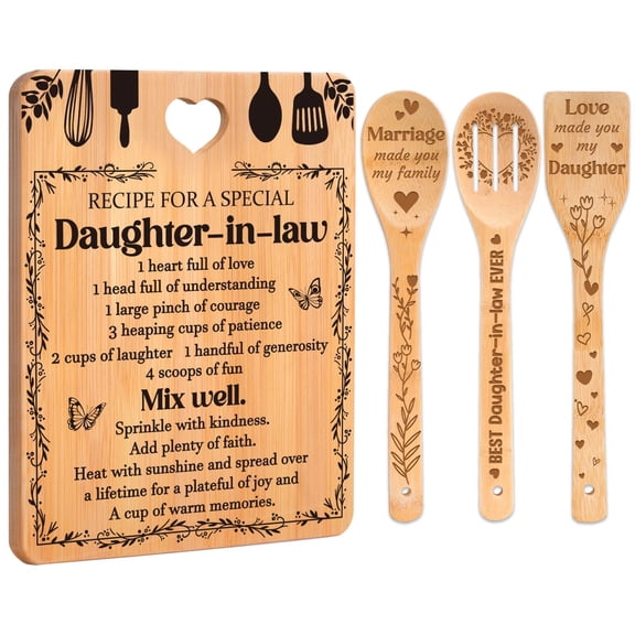 4-Piece Engraved Bamboo Kitchen Utensil Set For Daughter-in-Law