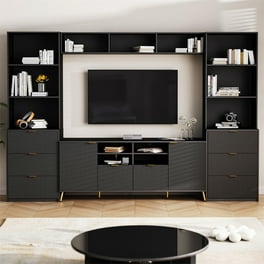 Modern 4 Piece Entertainment Wall Unit for TVS Up to 70 Black