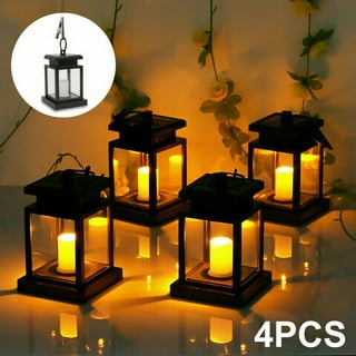 Beautyard Outdoor Hanging Solar Candles Lights Flickering Decorative  Lantern Stake Lighting for Garden, Backyard, Lawn, Pathway, Patio  Accessories and Decor (6 Pack, Black) 