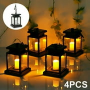 4-Piece EpicGadget Outdoor Hanging Solar Lights Waterproof LED Lamp Flickering Flameless Candles Lights Decorative Lantern Lighting for Garden, Backyard, Lawn, Patio, Table, Pathway Decorations