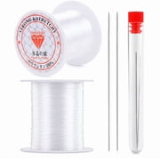 2 Pack Clear 0.8 mm Elastic Bracelet String Cord with Beading Needle for Jewelry Making, TIKA