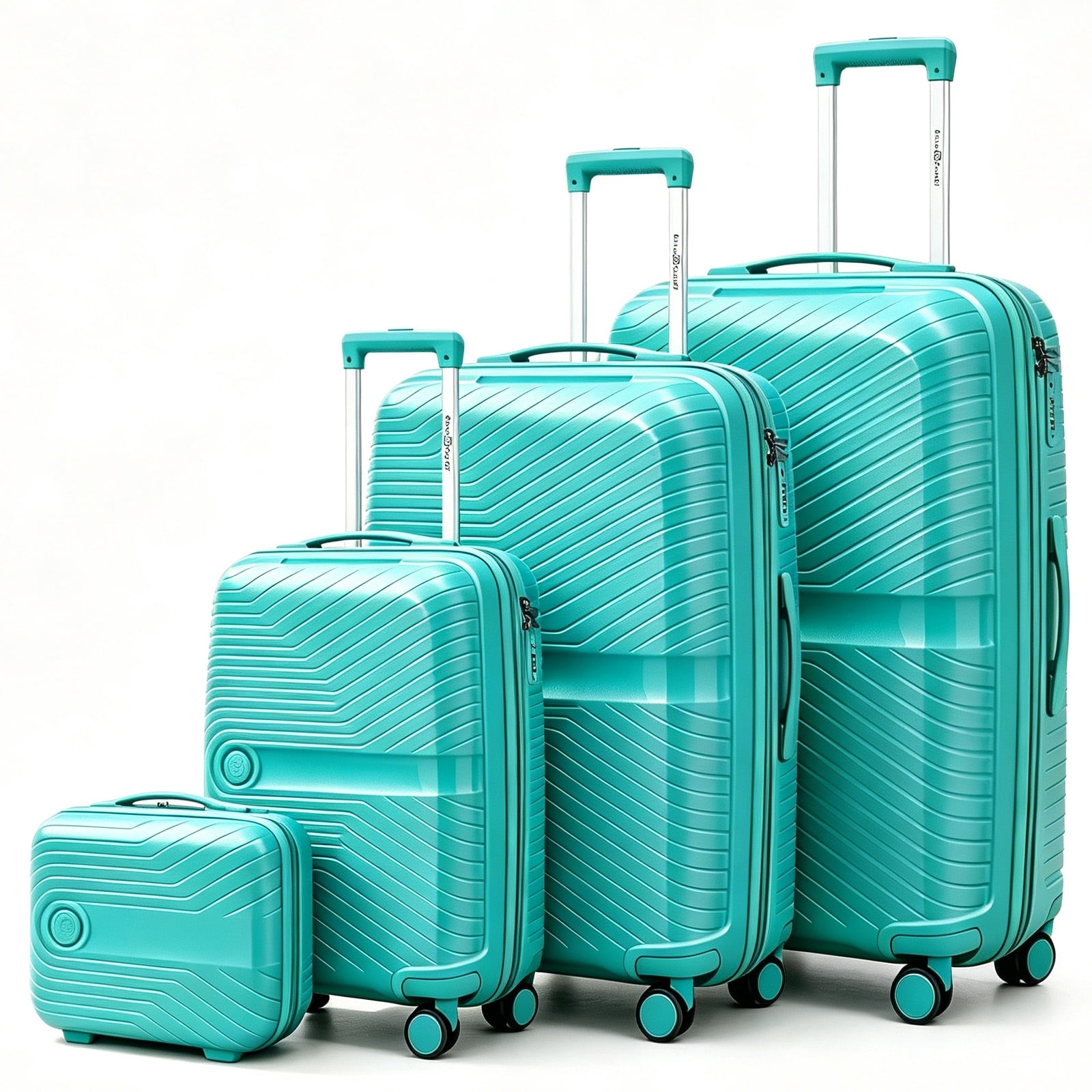4 Piece Expandable ABS Luggage Set 13"+20"+28"+32", Hard Shell Spinner Suitcases with TSA Lock, Lightweight Travel Suitcase for Family Trip DK GREEN