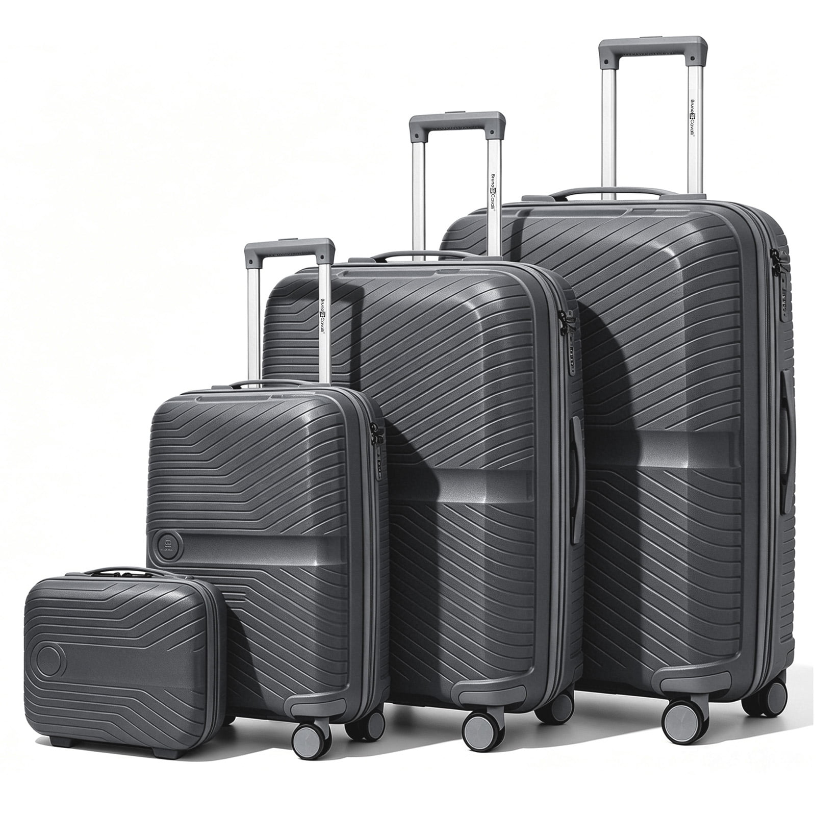 4 Piece Expandable ABS Luggage Set 13"+20"+28"+32", Hard Shell Spinner Suitcases with TSA Lock, Lightweight Travel Suitcase for Family Trip GREY