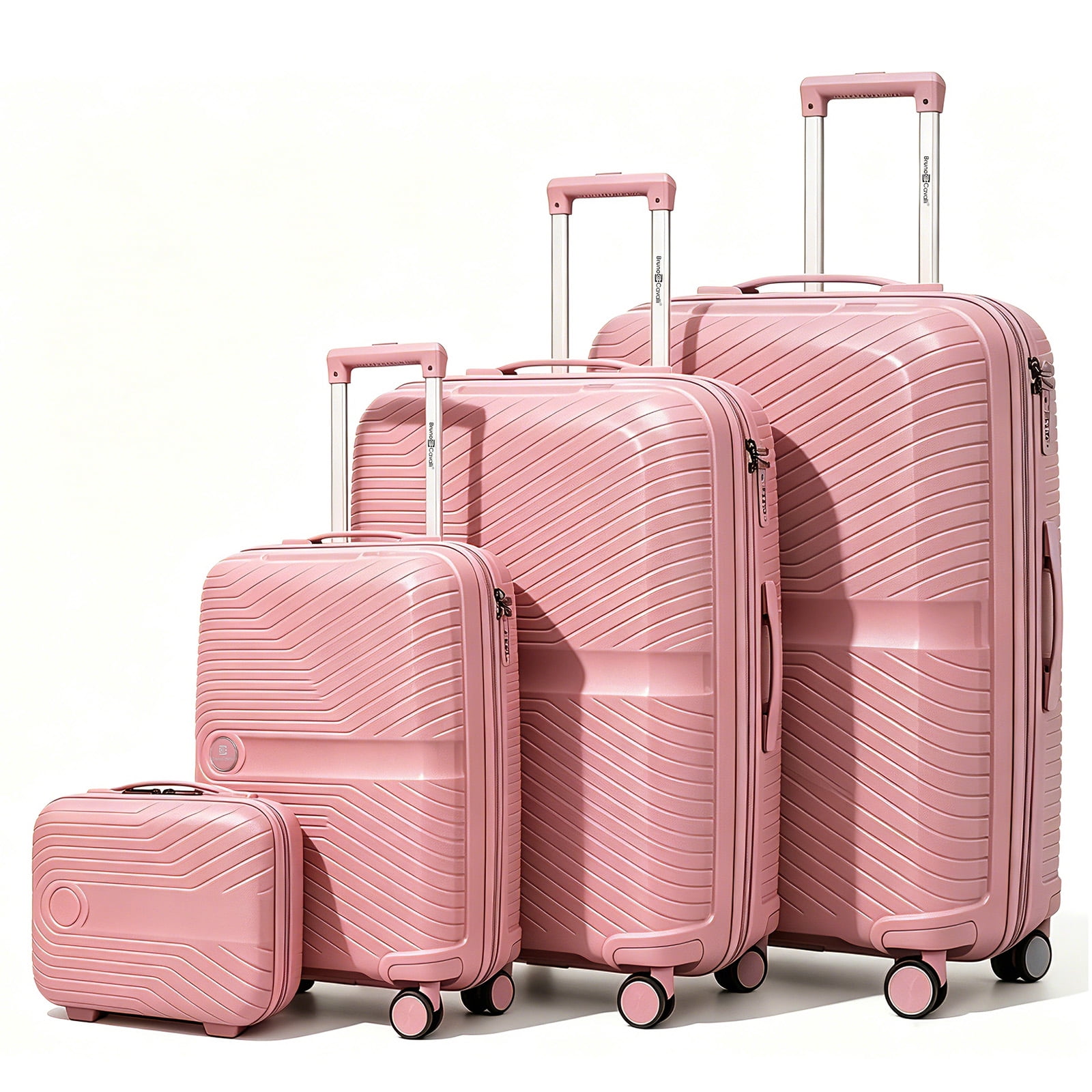 4 Piece Expandable ABS Luggage Set 13"+20"+28"+32", Hard Shell Spinner Suitcases with TSA Lock, Lightweight Travel Suitcase for Family Trip ROSE GOLD