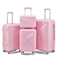 thumbnail image 1 of 4 Piece Expandable Lightweight Suitcase with 4 Double 360 Degrees Mute Spinner Wheels And PP Materials, TSA Approved Locks, Hard Shell Lightweight Travel Bag Collection, Pink(14/20/24/28), 1 of 9