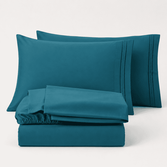4 Piece Extra Deep Pocket Queen Sheets Set, Teal
