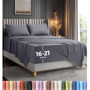 4-Piece Extra Deep Pocket Sheet Set | Fits upto 21 Inch Mattresses, Soft Cooling Microfiber, Hotel Luxury, OEKO-TEX Certified | Utopia Bedding, King, Grey