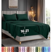 4-Piece Extra Deep Pocket Sheet Set | Fits upto 21 Inch Mattresses, Soft Cooling Microfiber, Hotel Luxury, OEKO-TEX Certified | Utopia Bedding, Queen, Emerald