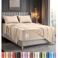 thumbnail image 1 of 4-Piece Extra Deep Pocket Sheet Set | Fits 18 to 21 Inch Mattresses, Soft Cooling Microfiber, Hotel Luxury, Wrinkle & Fade Resistant, OEKO-TEX Certified | Utopia Bedding, Queen, Beige, 1 of 6
