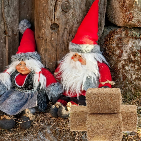 4 Piece Farm Straw Miniature Haystack Decorations, Farmhouse Decorative Atmosphere Mini Toy Set, Small Scale Simulation Hay Bales For Tabletop Or Shelf Themed Displays