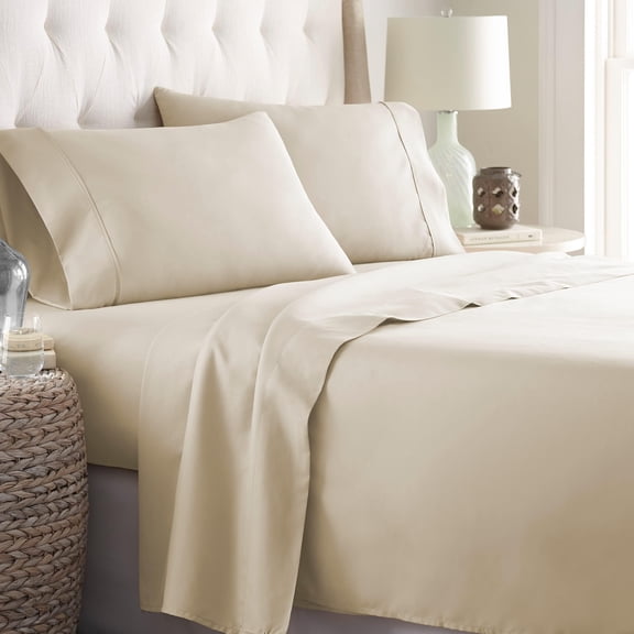4 Piece Fitted Bedding Set 06 - Cream Twin for Bunk Beds