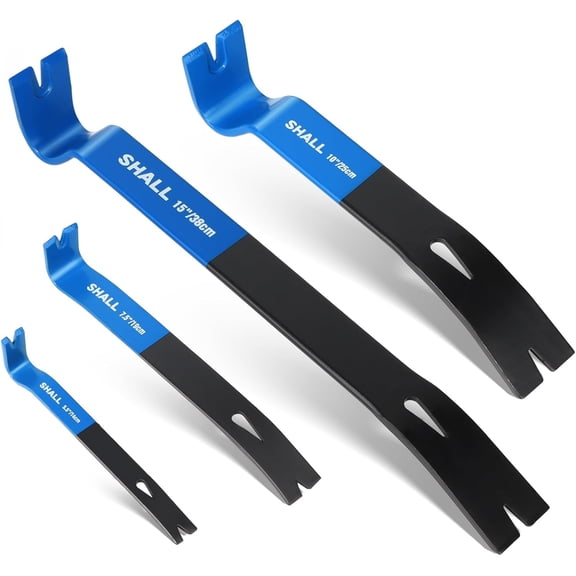 4-Piece Flat Pry Bar Set -15" 10" 7.5" 5.5"- Heavy Duty & Mini Nail Puller Crowbar, Utility Claw Bar, Wonder Bar, High-Carbon Steel Flat Bar Tool for Home Remolding & Woodworking