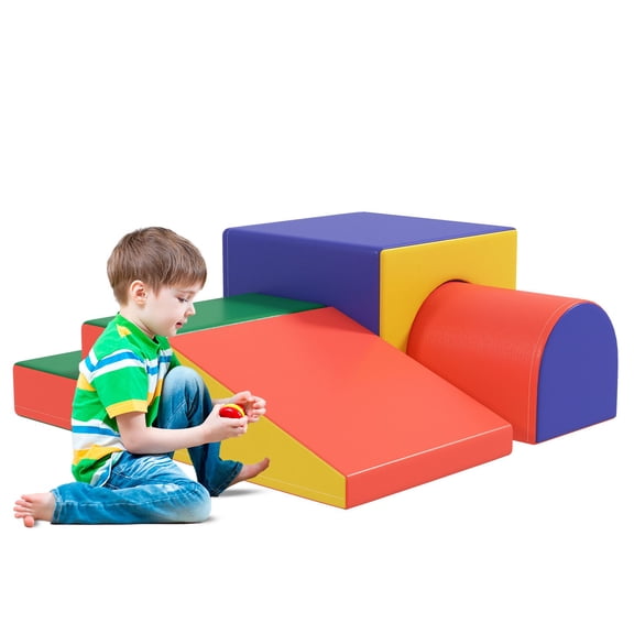 4 Piece Foam Play Set, Soft & Safe Kids Toddlers Children Climbing Set for Crawling or Sliding, Assorted
