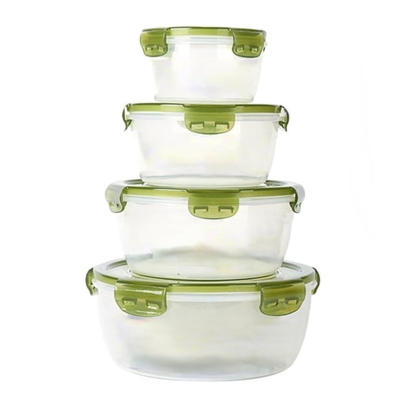 4-Piece Food Storage Container Set with Lids - Airtight Refrigerator Organizers for Vegetables Fruits and Meal Prep