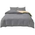 thumbnail image 1 of 4 Piece Full Bedding Set Comforter Cover Sheet Pillowcases Soft Washed Polyester Reversible Design Medium Gray Milk Tea, 1 of 5
