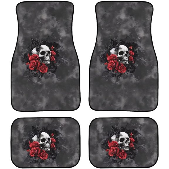 4-Piece of Full Carpet Dust Van Sedan Terrifying Gothic Car Floor Mats, Universal Fit Polyester All Weather Auto Floor Liners for Cars Trucks Suvs, Anti-Slip Easy Clean Interior Set