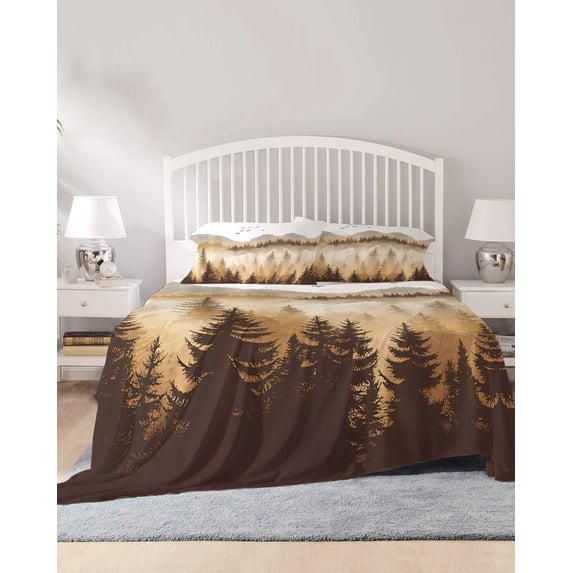 4 Piece Full Sheet Set Burly Wood Trees Sheets Set for Full Size Bed ...
