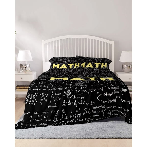4 Piece Full Sheet Set Mathematics Formulas Sheets Set for Full Size Bed, Breathable Soft Microfiber Bed Sheets Cooling Modern Abstract Art Math Geometric Fitted Sheet Deep Pocket, Pillowcases