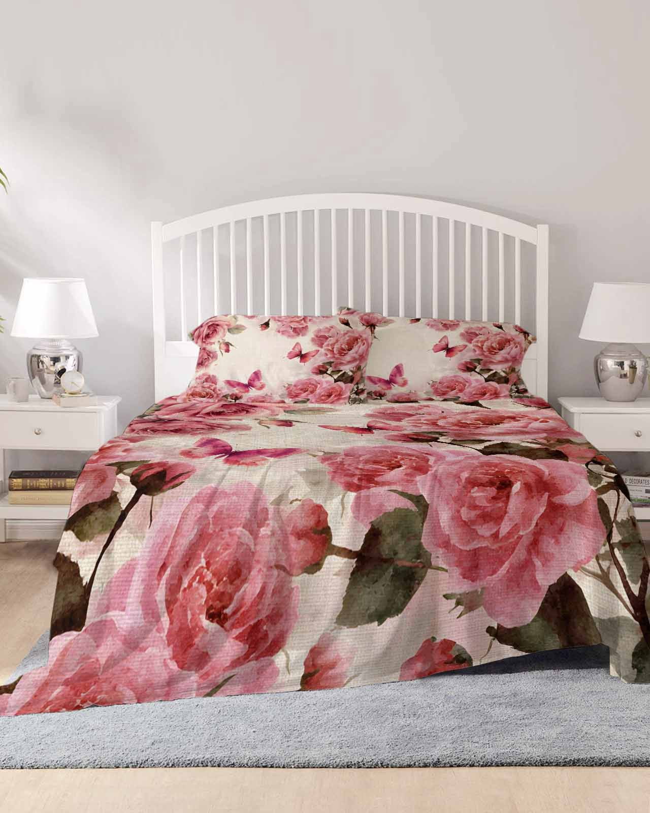 4 Piece Full Sheet Set Pink Roses Sheets Set for Full Size Bed ...