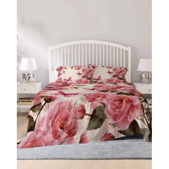 4 Piece Full Sheet Set Pink Roses Sheets Set for Full Size Bed ...