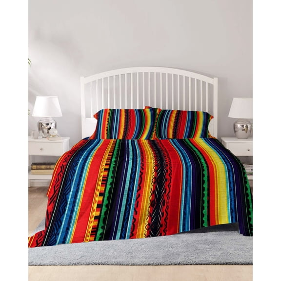 4 Piece Full Sheet Set Rainbow Stripe Sheets Set for Full Size Bed, Breathable Soft Microfiber Bed Sheets Cooling Boho Minimalist Geometric Line Fitted Sheet Deep Pocket, Pillowcases