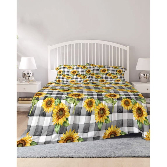 4 Piece Full Sheet Set Sunflower Sheets Set for Full Size Bed ...