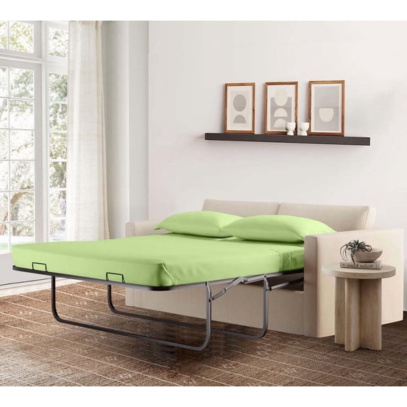 4-Piece Full Sleeper Sofa Sheet Set, 100% Egyptian Cotton, 800 Thread Count, Fits 5" Deep Pull-Out Couch Mattress (54" x 72") - Sage Solid