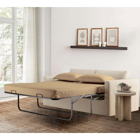 4-Piece Full Sleeper Sofa Sheet Set, 100% Egyptian Cotton, 800 Thread Count, Fits 5" Deep Pull-Out Couch Mattress (54" x 72") - Taupe Solid