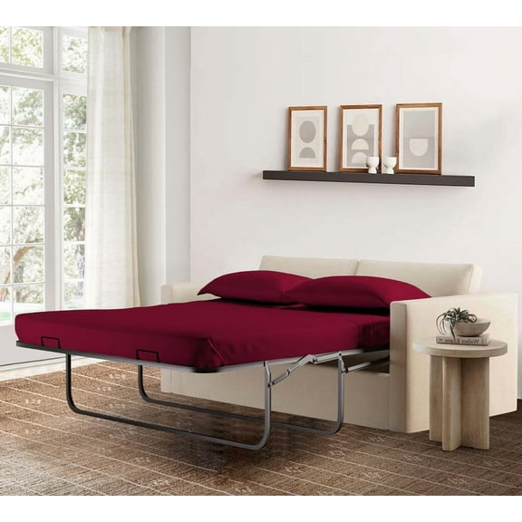 4-Piece Full Sleeper Sofa Sheet Set, 100% Egyptian Cotton, 800 Thread Count, Fits 8" Deep Pull-Out Couch Mattress (54" x 72") - Burgundy Solid