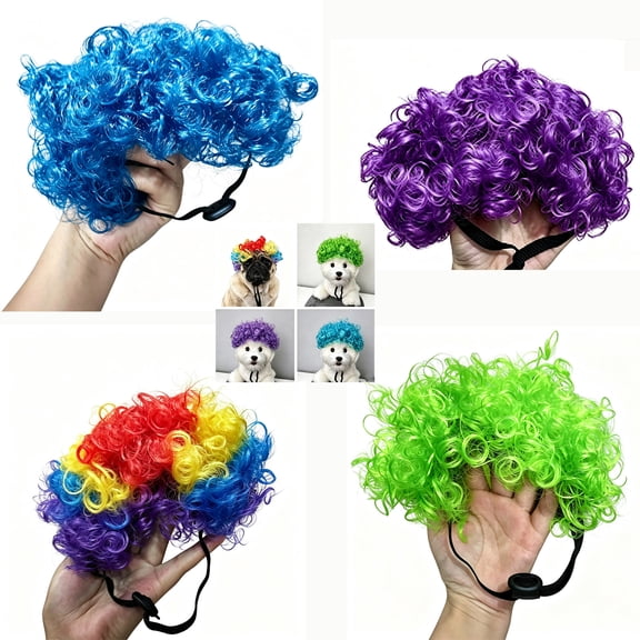 KOGITI 4-Piece Fun Pet Wig Set Cosplay Wigs for Halloween Christmas Costume Parties for Cats and Dogs