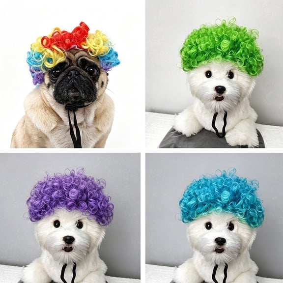 4-Piece Fun Pet Wig Set Cosplay Wigs for Halloween Christmas Costume Parties for Cats and Dogs