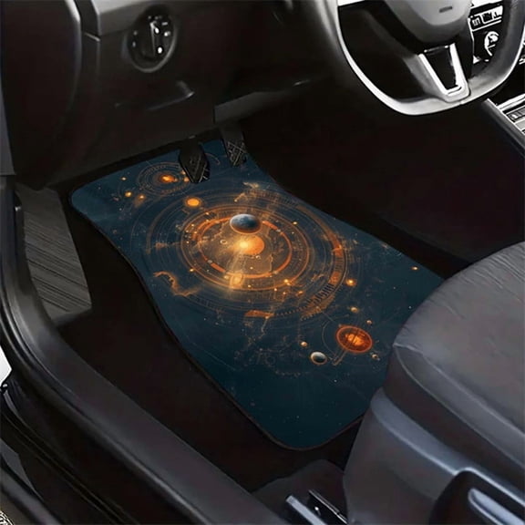 4-Piece Galaxy Coordinate Car Floor Mats, Universal Fit Auto Floor Liners For Cars Trucks Suvs, Anti-Slip All-Weather Interior Protection, Easy Clean Set