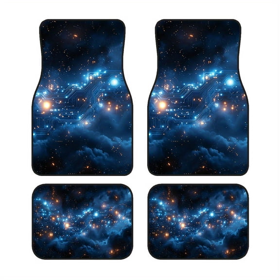 4-Piece Galaxy Nebula Car Floor Mats, Universal Fit Auto Floor Liners for Cars Trucks Suvs, Anti-Slip All-Weather Interior Protection, Easy Clean Set