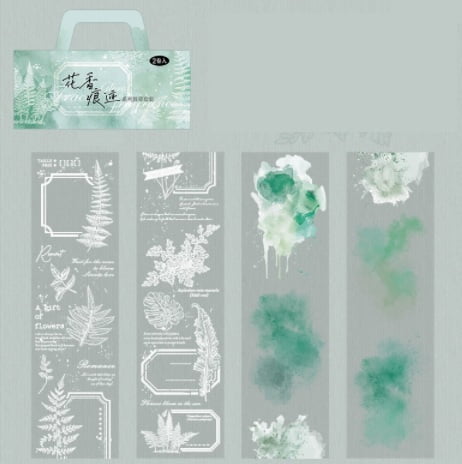 4-Piece - Girly Floral Watercolor PET Boxed Washi Tape Set, Floral Scent Series, Journaling Materials, DIY Decoration