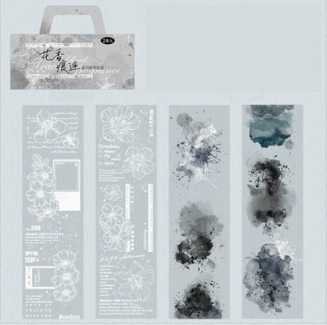4-Piece - Girly Floral Watercolor PET Boxed Washi Tape Set, Floral Scent Series, Journaling Materials, DIY Decoration