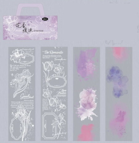 4-Piece - Girly Floral Watercolor PET Boxed Washi Tape Set, Floral Scent Series, Journaling Materials, DIY Decoration