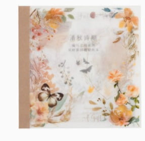 4-Piece - Girly Sticker Notebook, Flower Season Series, Dual Material Die-Cut Journal Material Memo Pad