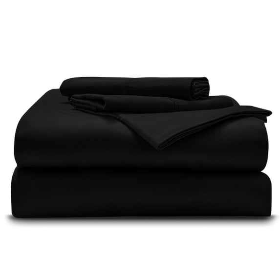 4-Piece Giza Cotton Full-XL Size Sheet Set - Premium 1000-Thread-Count 100% Giza Egyptian Cotton, Fit Upto 15 inches Deep Pockets Mattress - Black