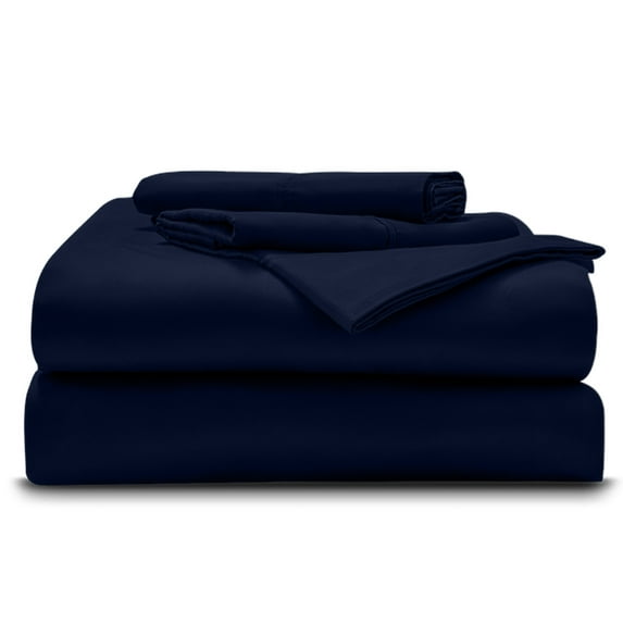 4-Piece Giza Cotton Queen-XL Size Sheet Set - Premium 800-Thread-Count 100% Giza Egyptian Cotton, Fit Upto 24 inches Extra Deep Pockets Mattress - Navy Blue