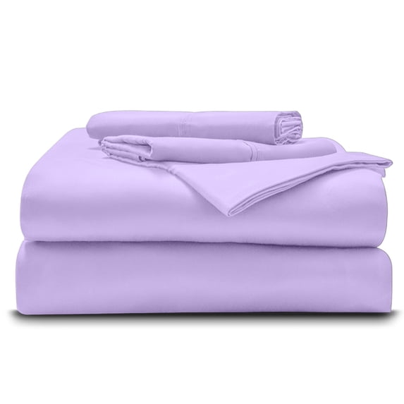 4-Piece Giza Cotton Short King Size Sheet Set - Premium 1000-Thread-Count 100% Giza Egyptian Cotton, Fit Upto 30 inches Extra Deep Pockets Mattress - Lilac