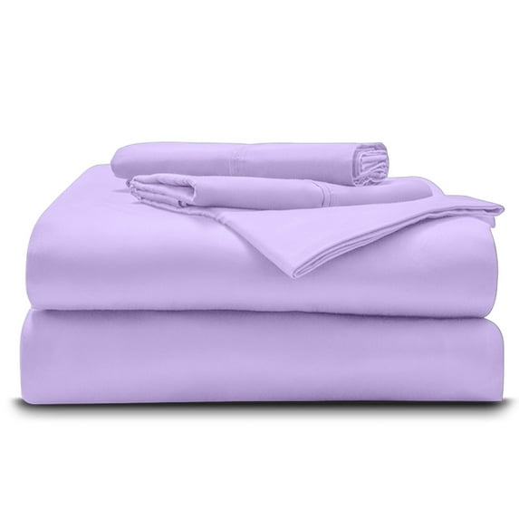 4-Piece Giza Cotton Short King Size Sheet Set - Premium 800-Thread-Count 100% Giza Egyptian Cotton, Fit Upto 24 inches Extra Deep Pockets Mattress - Lilac