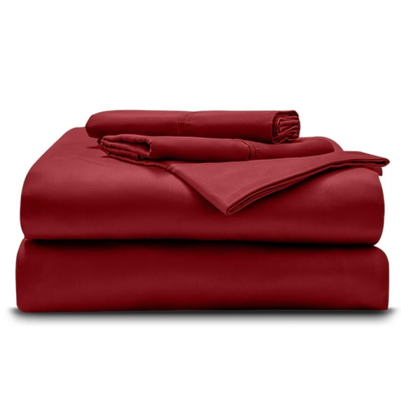 4-Piece Giza Cotton Twin Size Sheet Set - Premium 800-Thread-Count 100% Giza Egyptian Cotton, Fit Upto 28 inches Extra Deep Pockets Mattress - Burgundy