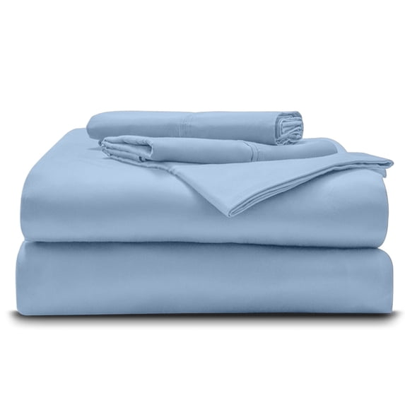 4-Piece Giza Cotton Twin Size Sheet Set - Premium 800-Thread-Count 100% Giza Egyptian Cotton, Fit Upto 15 inches Deep Pockets Mattress - Light Blue