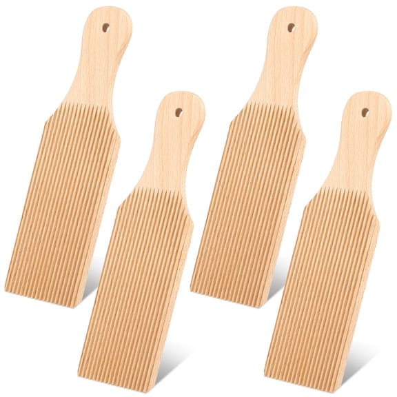 4 Piece Gnocchi Board and Wooden Butter Paddle for Rolling Dough 9.1 x 2.8 in Gnocchi Paddle Pasta Making Tool Roller for Home Restaurant Kitchen Noodle Pasta Christmas Housewarming Present