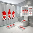 thumbnail image 1 of 4 Piece Gnome Christmas Shower Curtain Set Black Christmas Hat Red Heart-Shaped Bathroom Sets with Non-Slip Rugs, Toilet Lid Cover and Bath Mat with Standard Size, 1 of 7