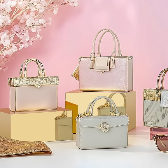 4-Piece Gold Acrylic Mirrored Buffet Risers, Food and Dessert Display Stands, Cube Display Boxes for Party, Catering, Jewelry, Perfume Collection, and Centerpieces (Sizes 5"-8")