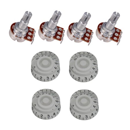 4 Piece Guitar Bell Knob Control Knob Long Split Shaft Pot Audio Guitar Potentiometer A25K , 2 Colors Optional White